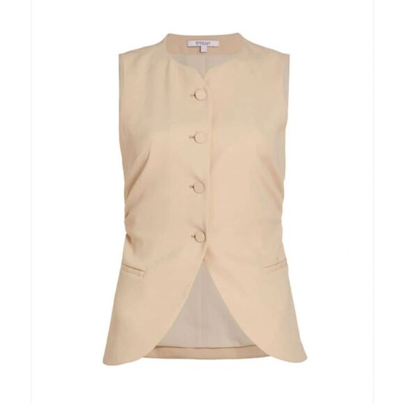 DEREK LAM 10 CROSBY South Door Suiting Vest and Matching Suit Pants In Champagne - Picture 6 of 16